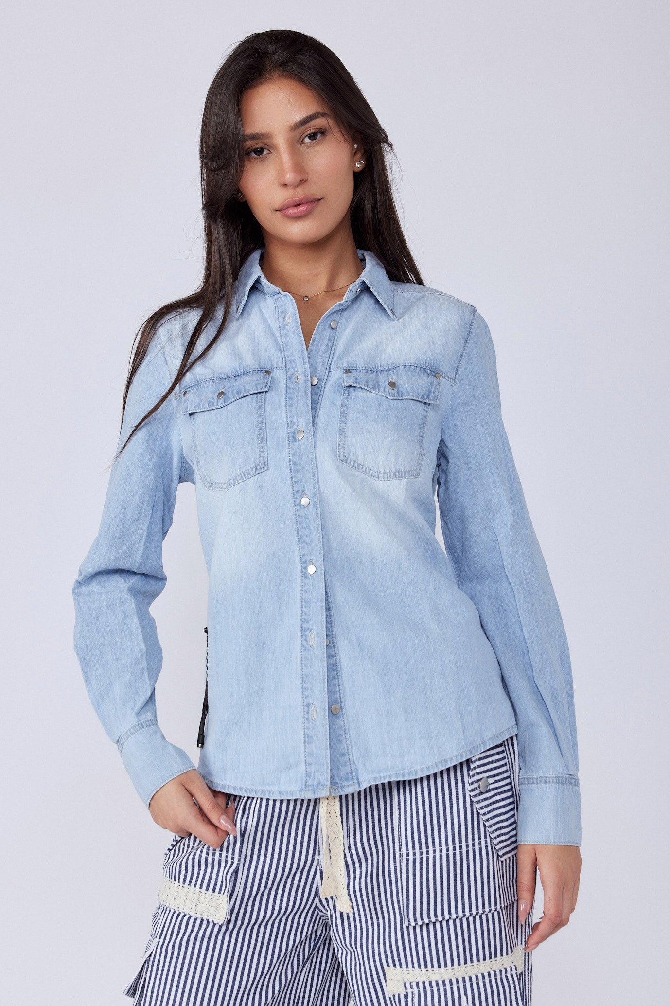SEVEN long buttoned denim shirt