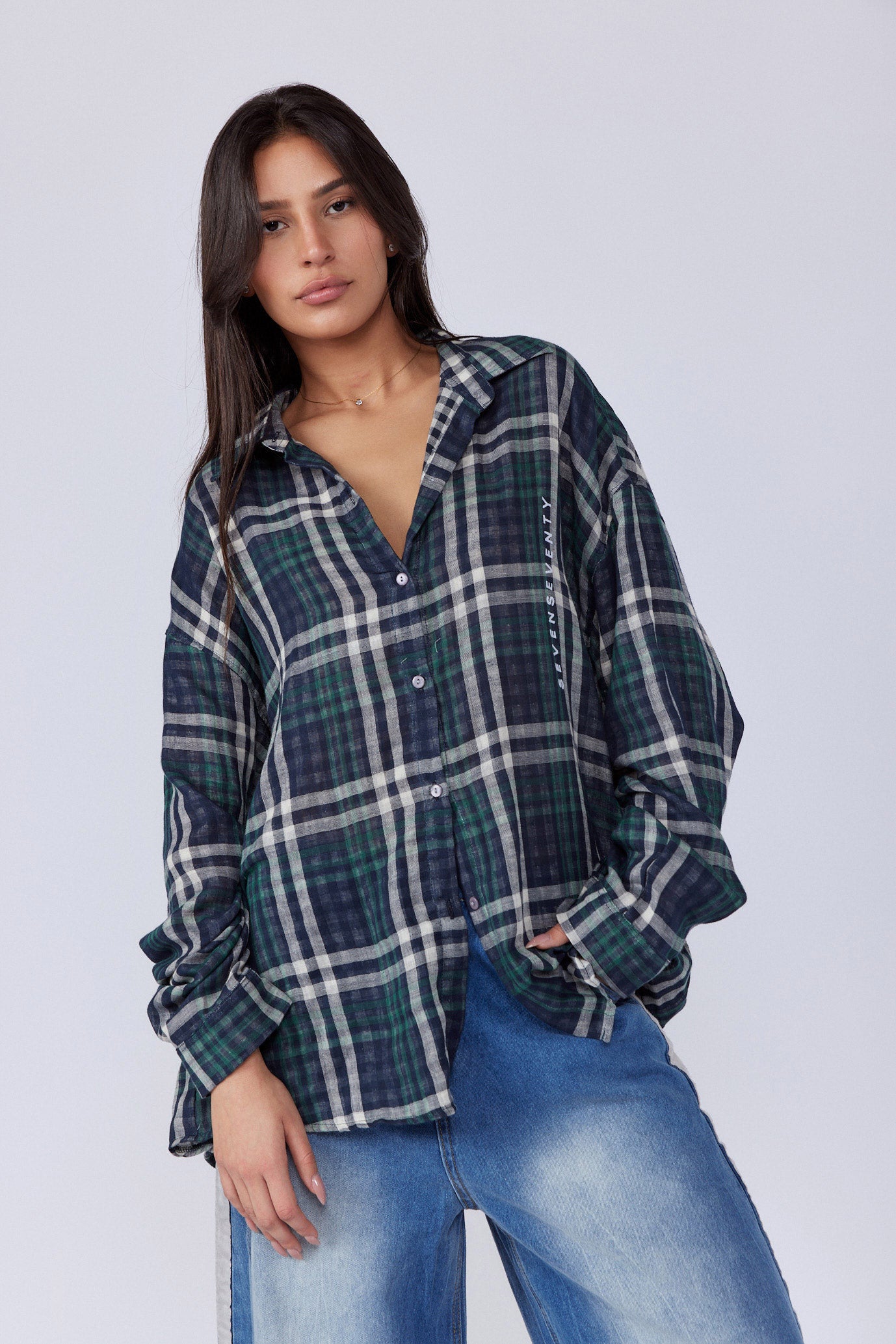 SEVEN checkered button-down shirt