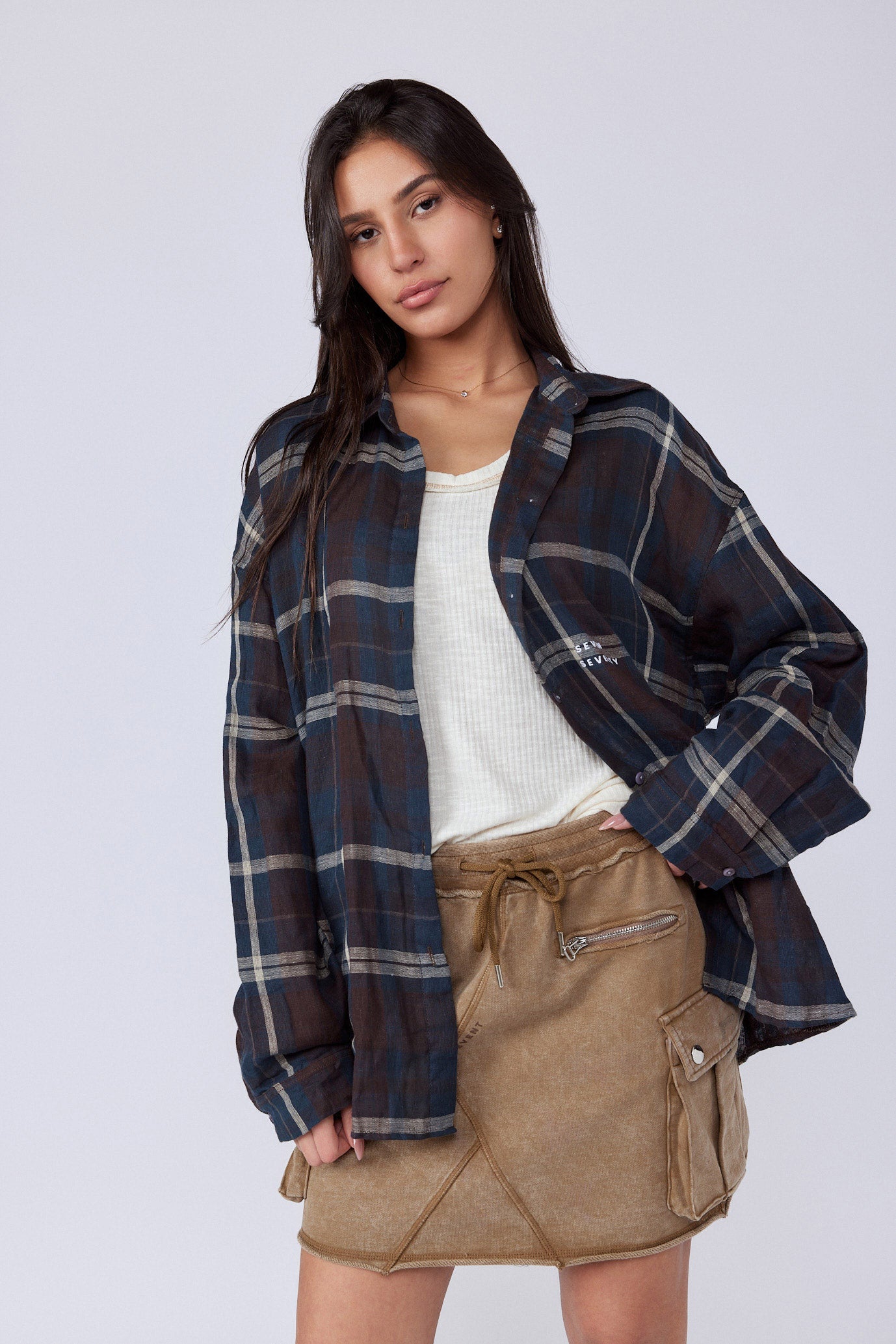 SEVEN checkered button-down shirt