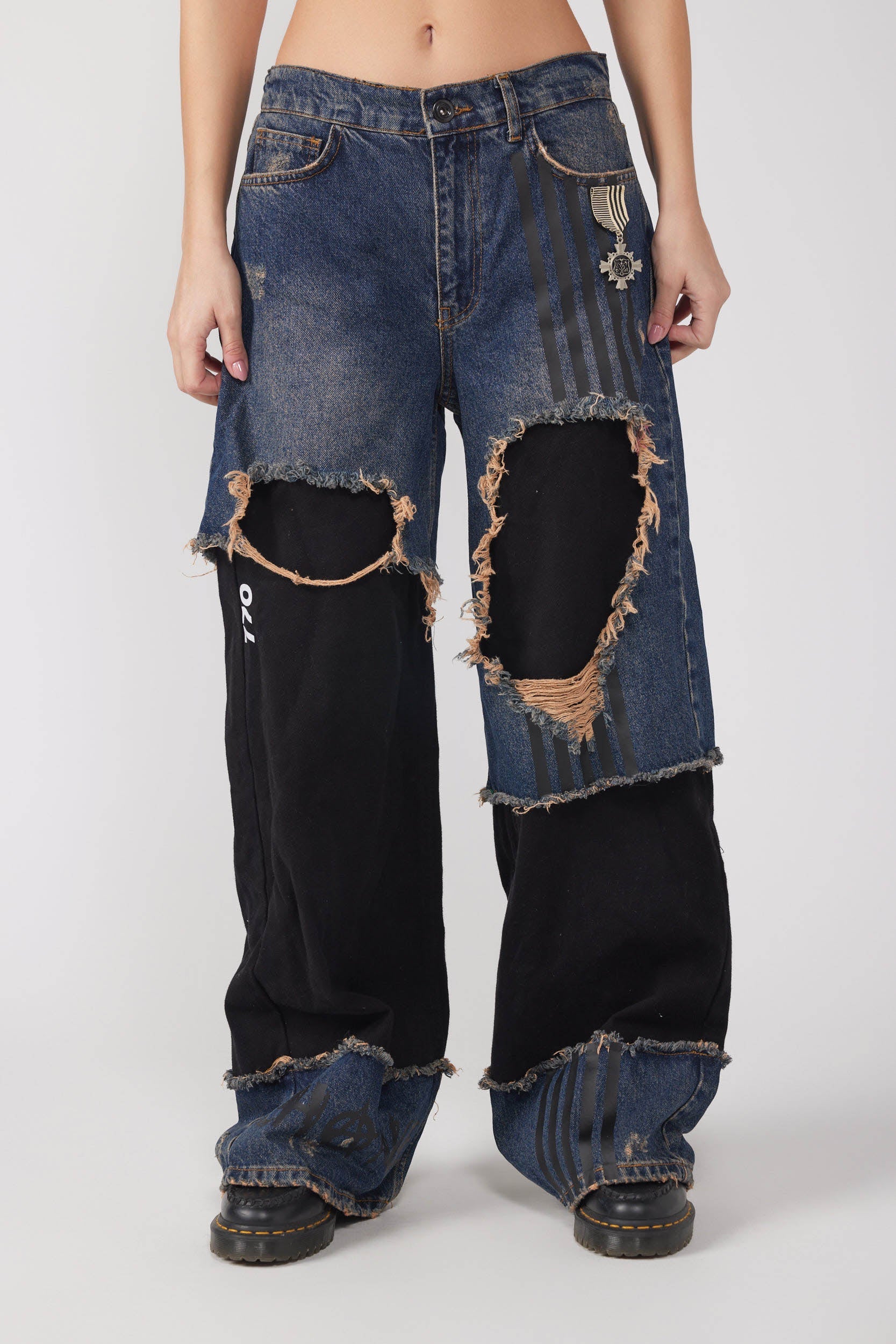 Ripped jeans combination pants 770