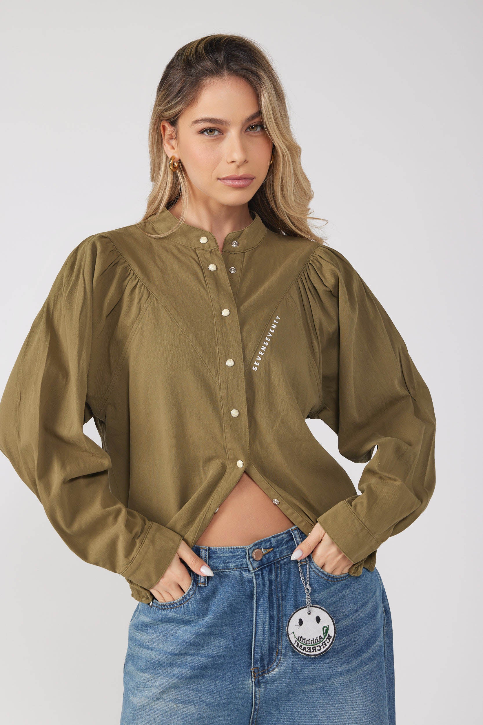 COOL ticking button-down shirt