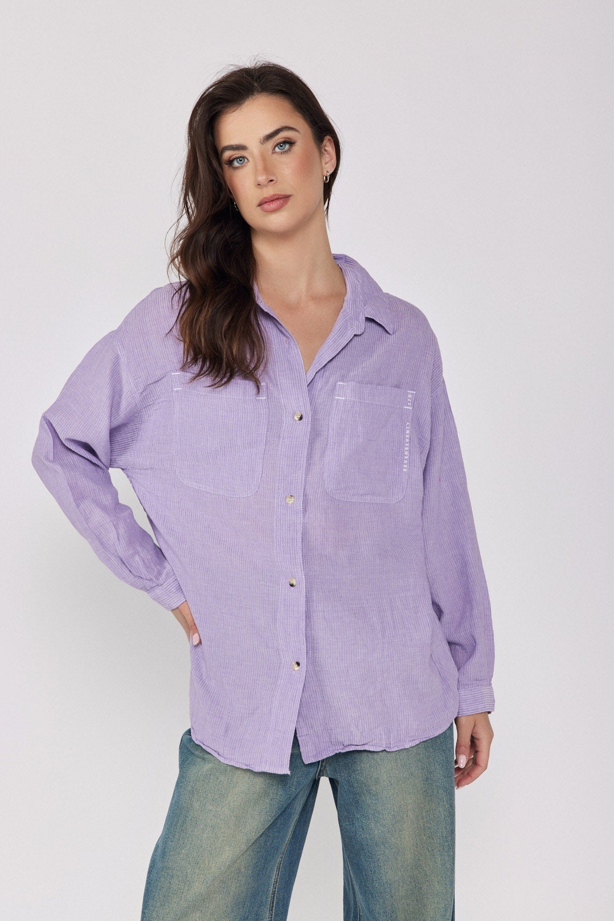 SEVEN pocket button-down shirt