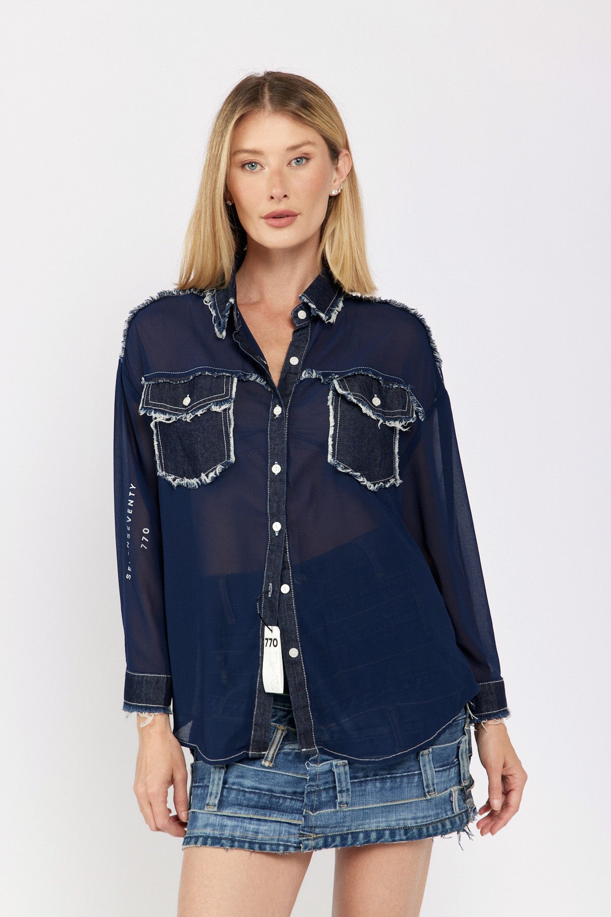 Chiffon buttoned shirt combination 770