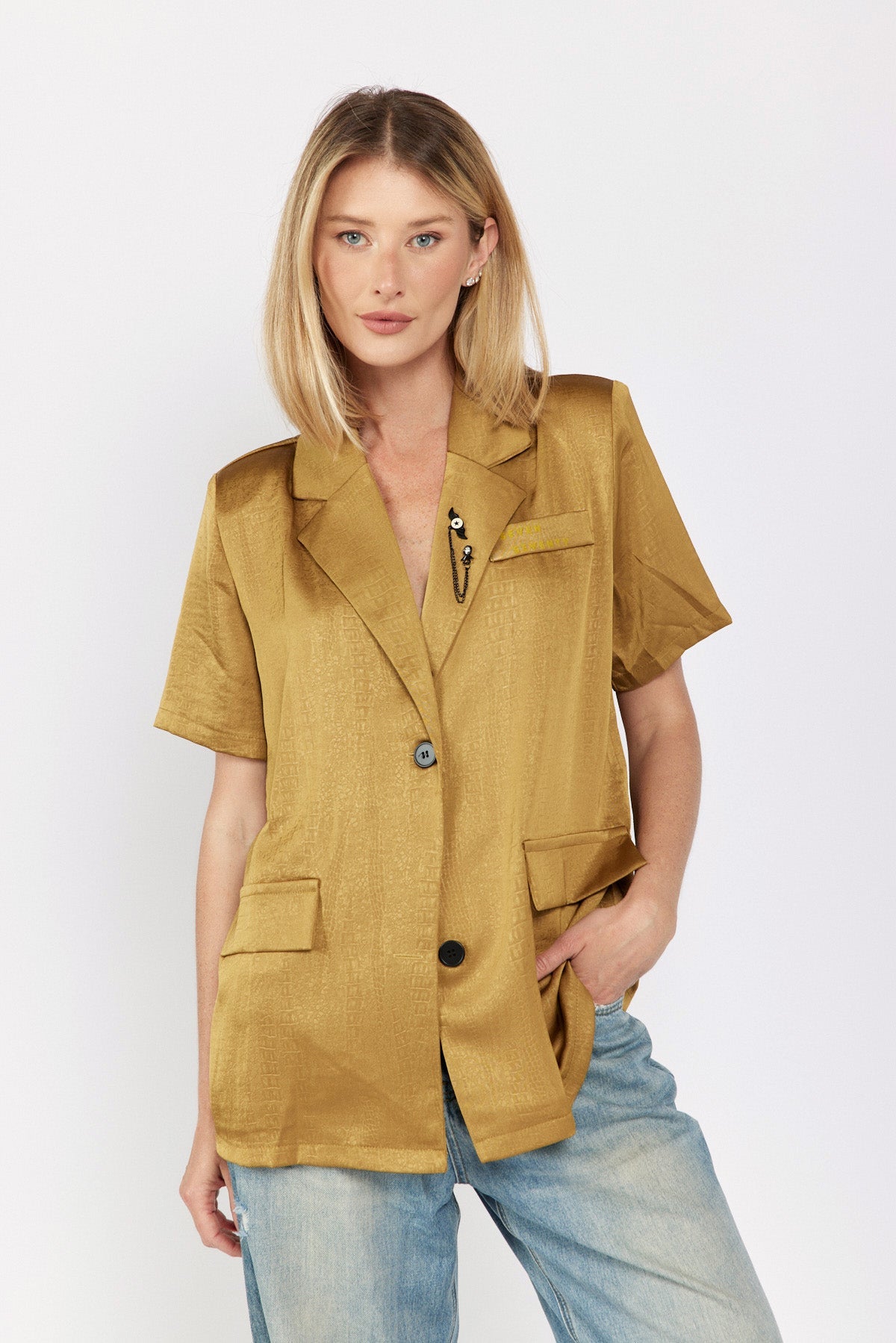 WINGS short satin blazer jacket