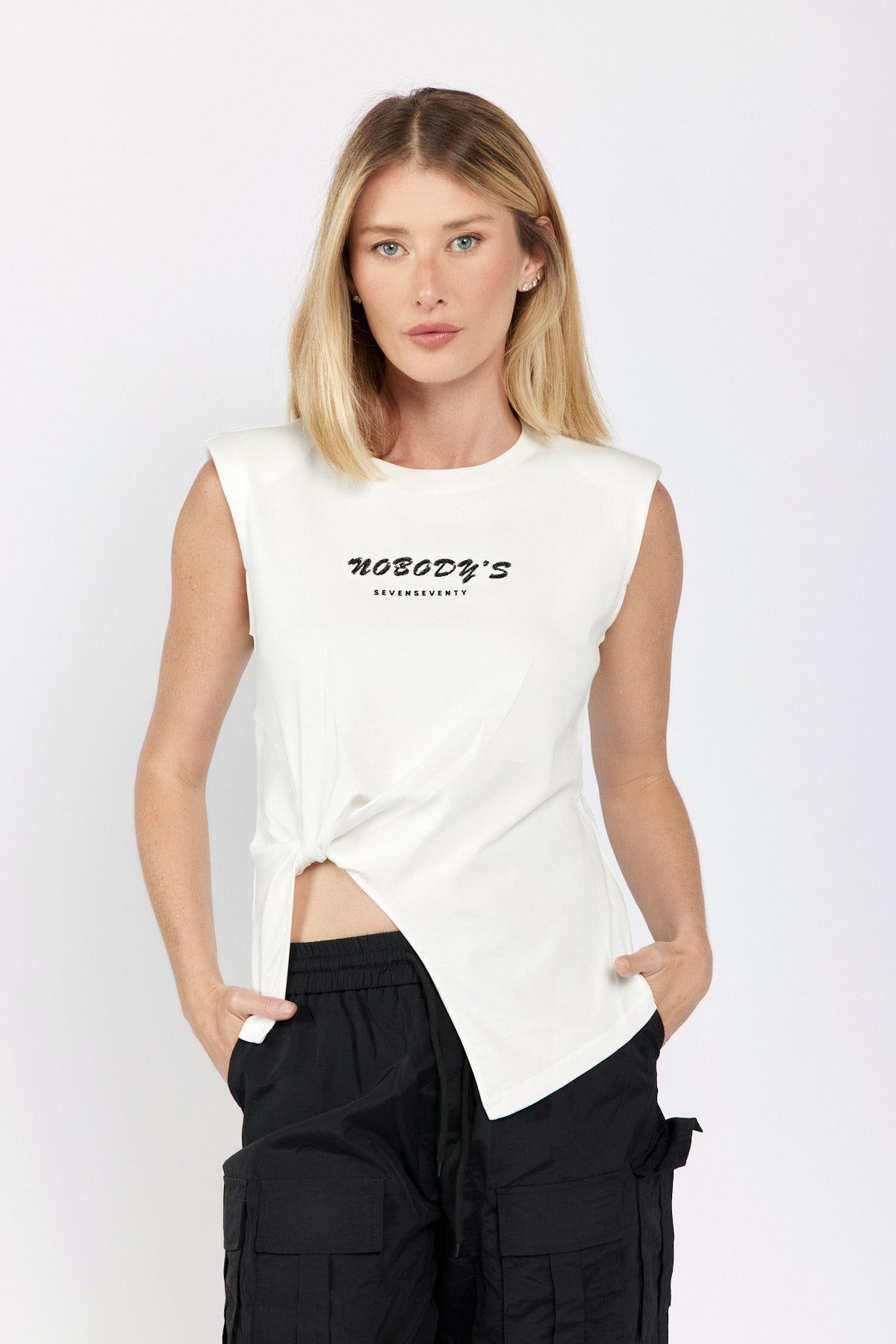 NOBODY asymmetrical sleeveless shirt