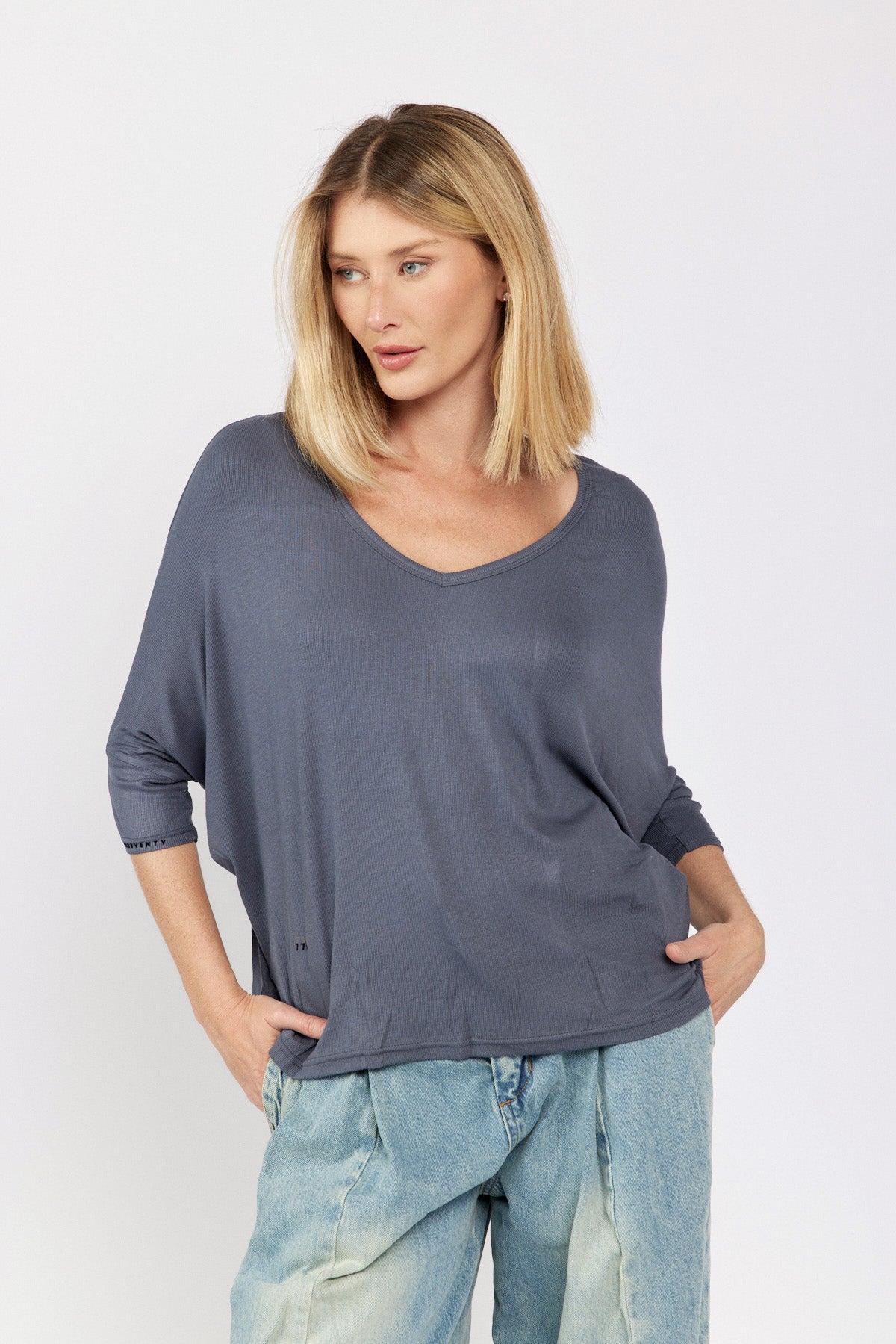 Basic Rib Batwing Shirt 770