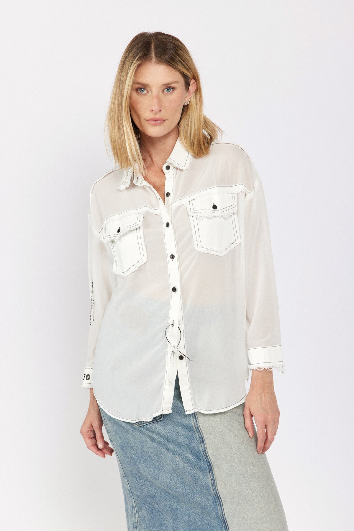 Chiffon buttoned shirt combination 770