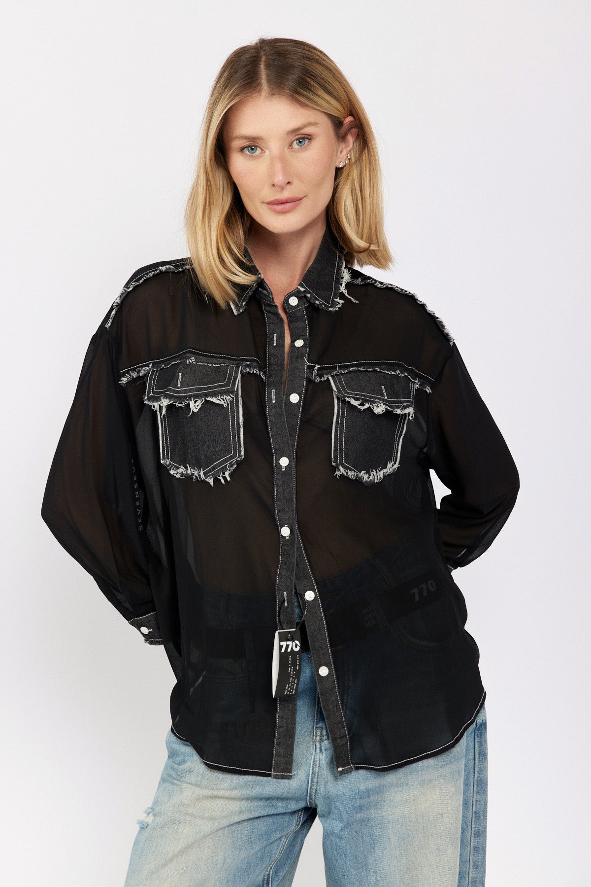 Chiffon buttoned shirt combination 770