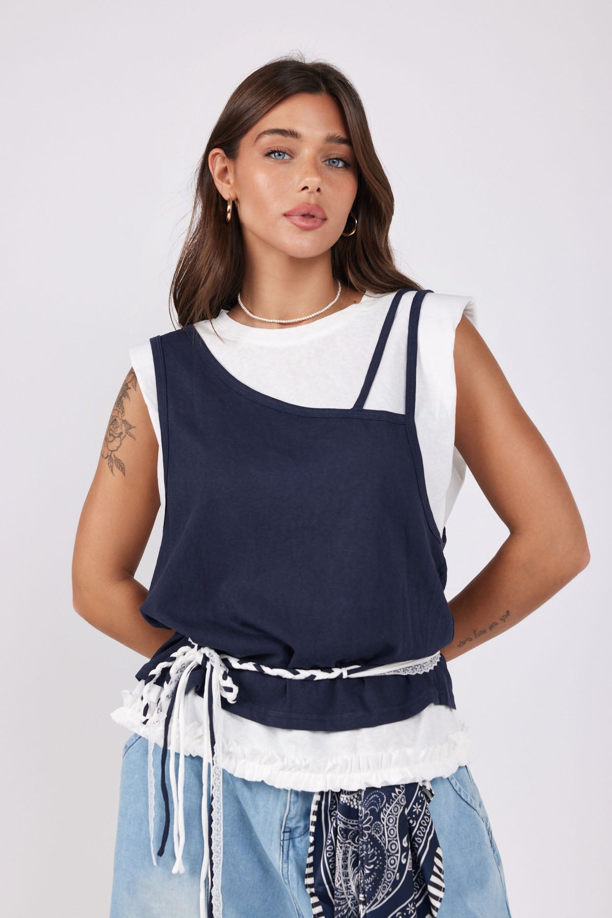 Asymmetrical two-layer tank top 770