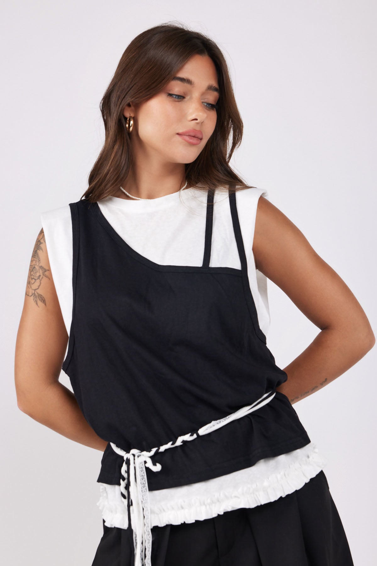 Asymmetrical two-layer tank top 770