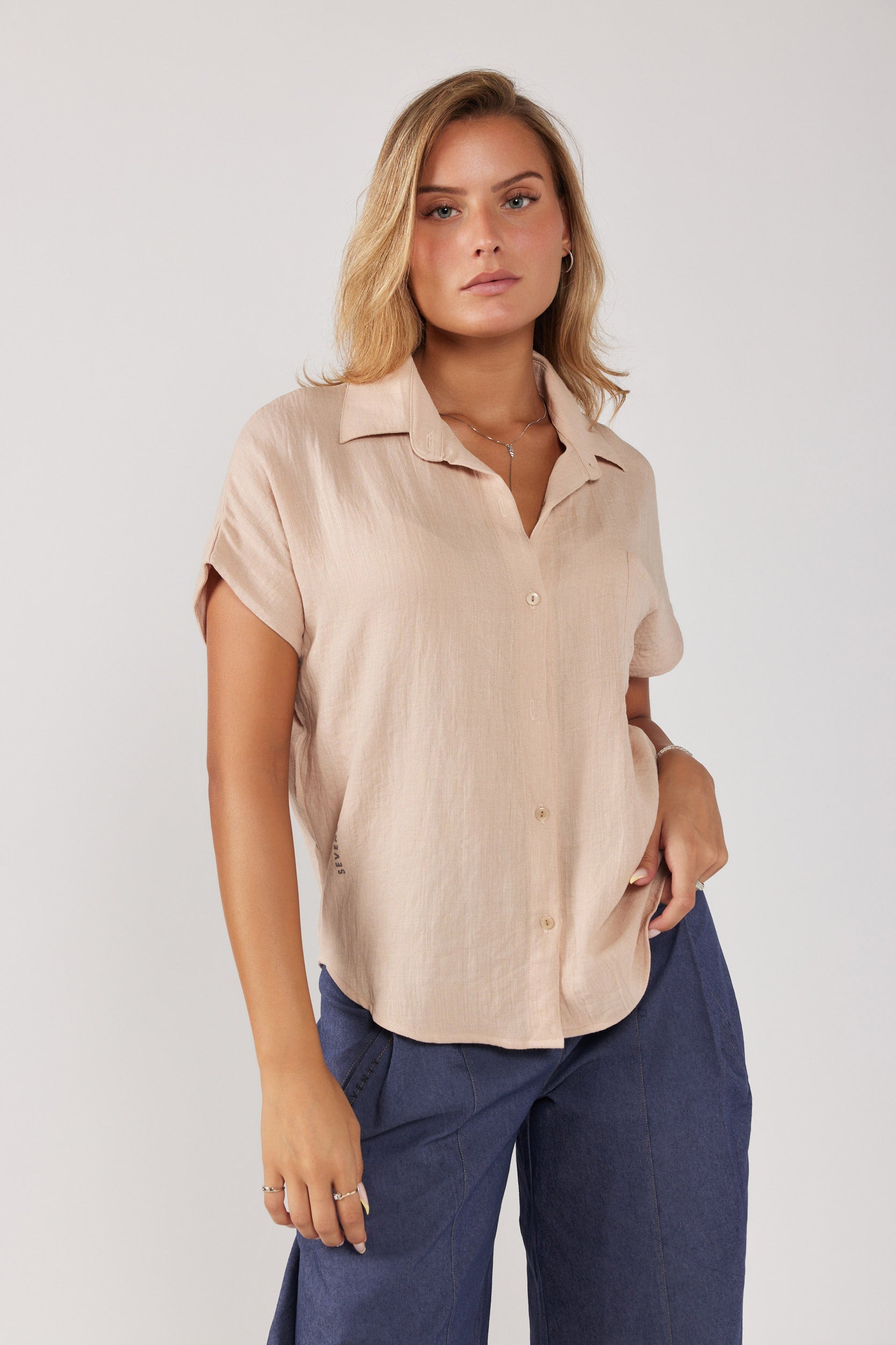 SEVEN linen button-down shirt