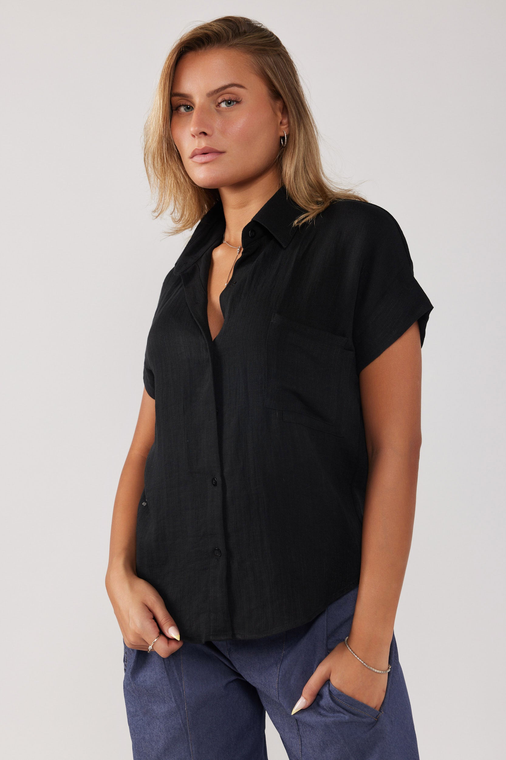 SEVEN linen button-down shirt