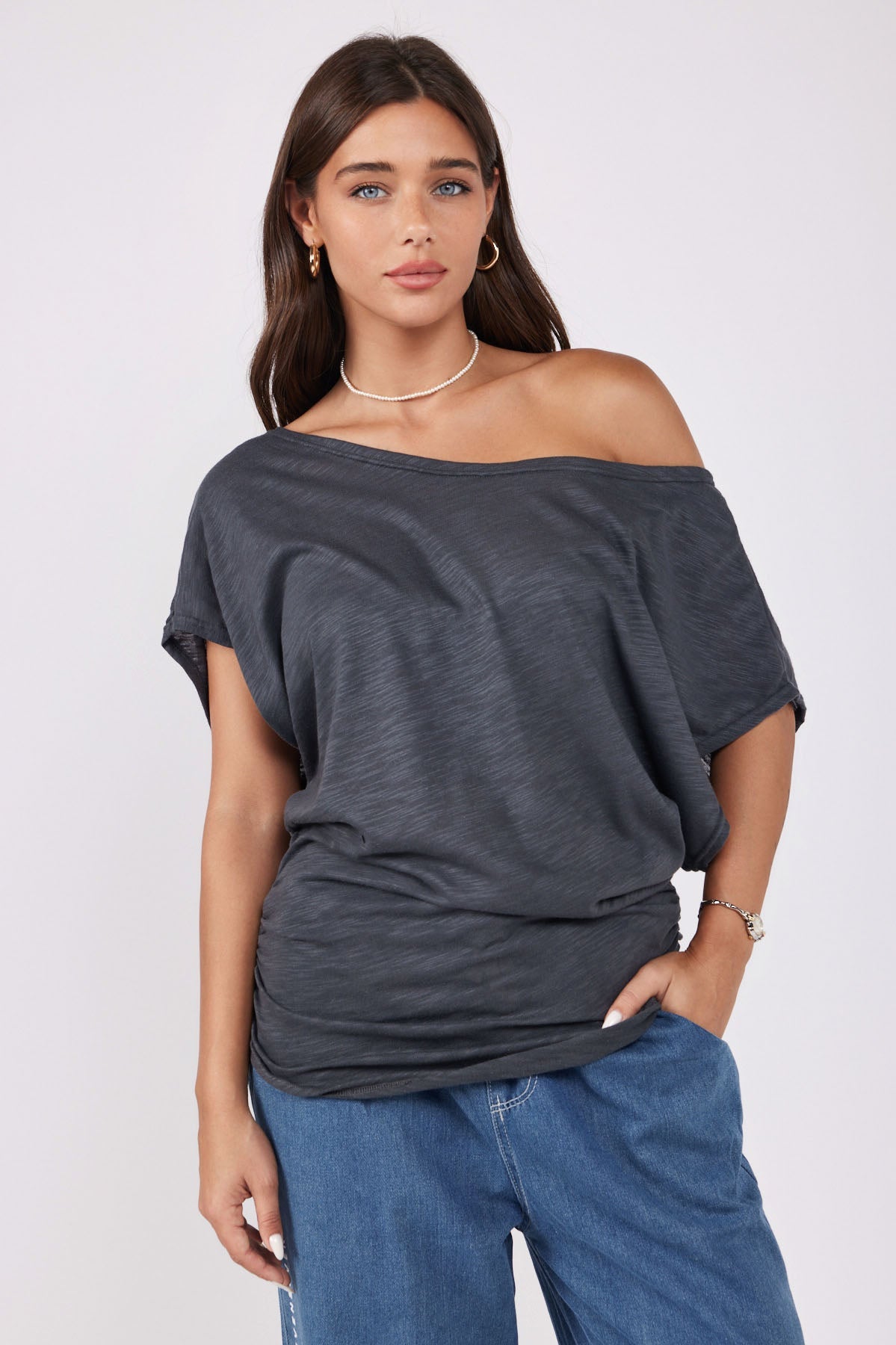 Batwing shirt with pleats 770