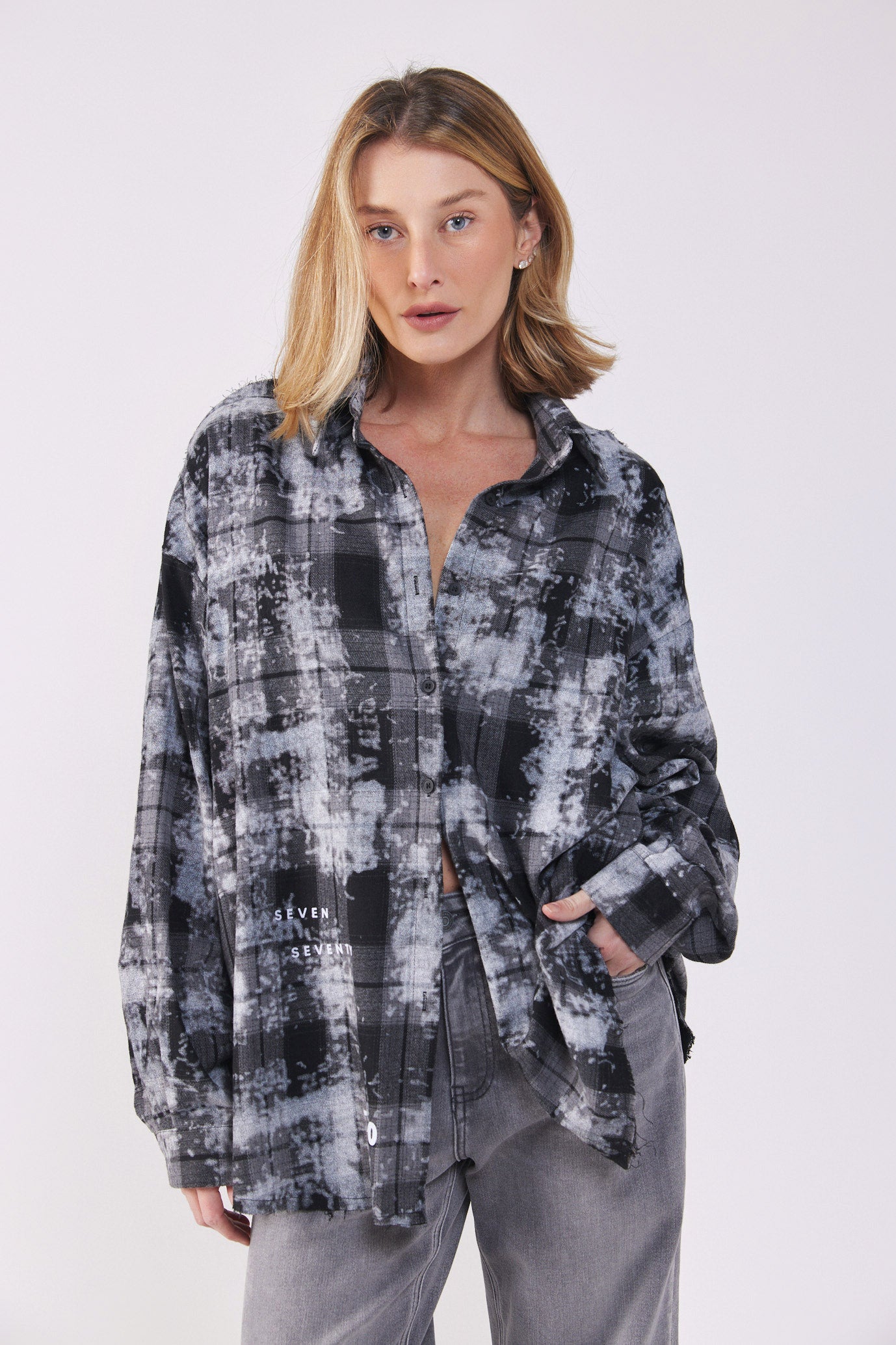 SEVEN button-down plaid shirt