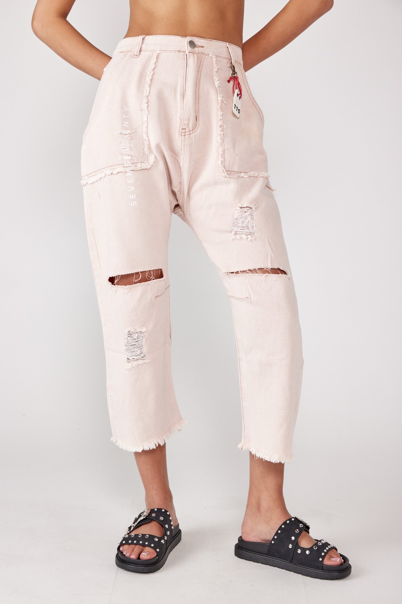 STREET LOOK ripped 7/8 jeans