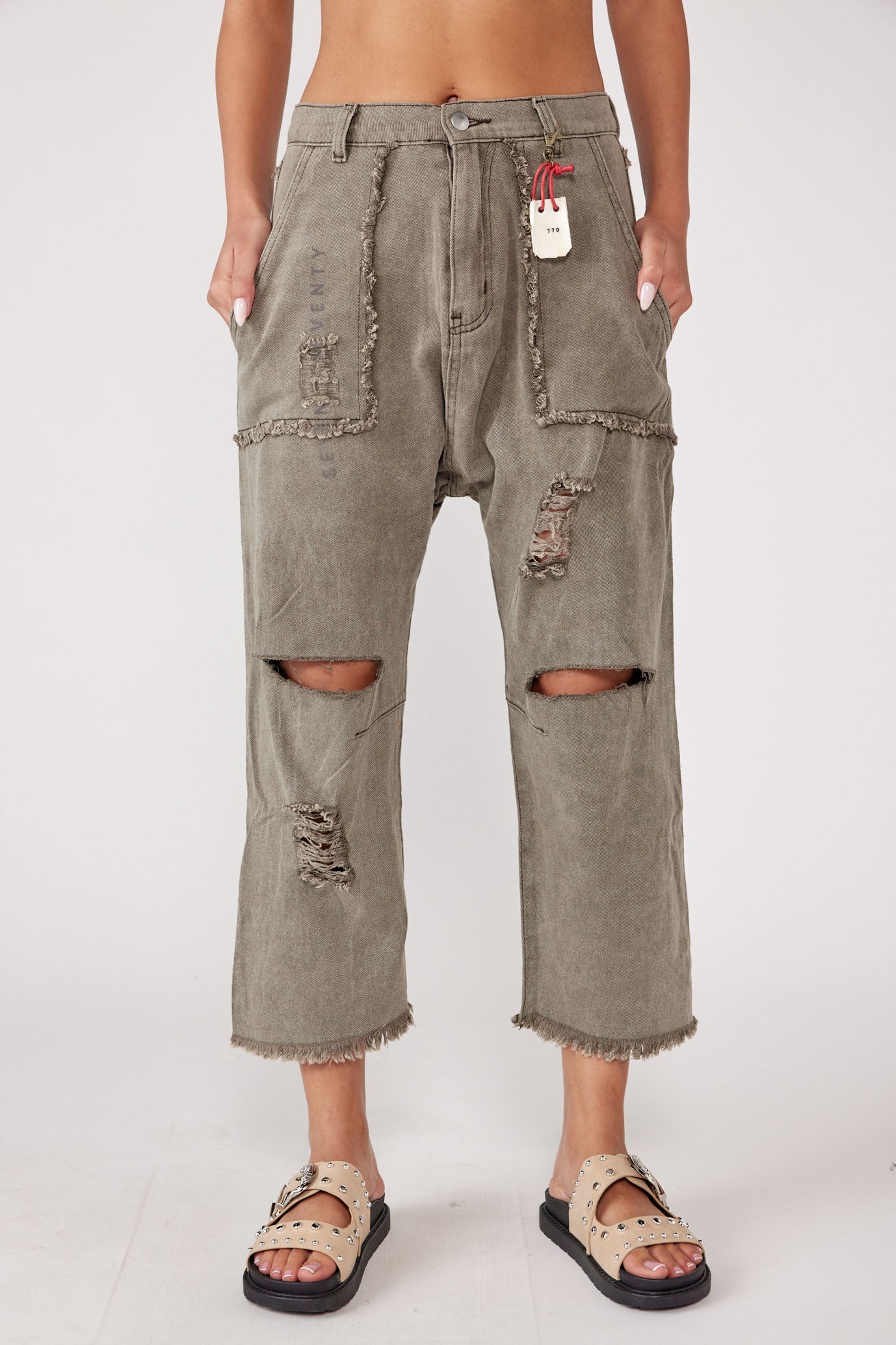 STREET LOOK ripped 7/8 jeans