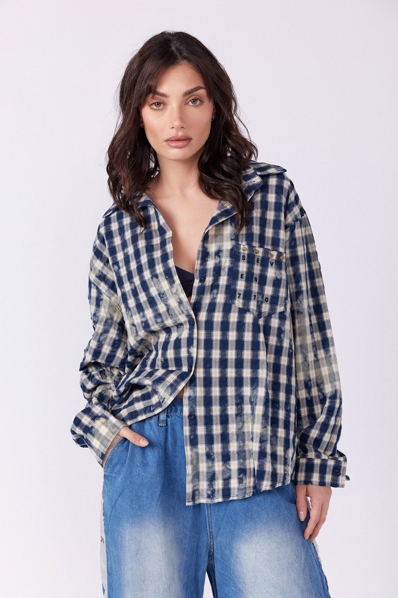 Checkered button-down shirt 770