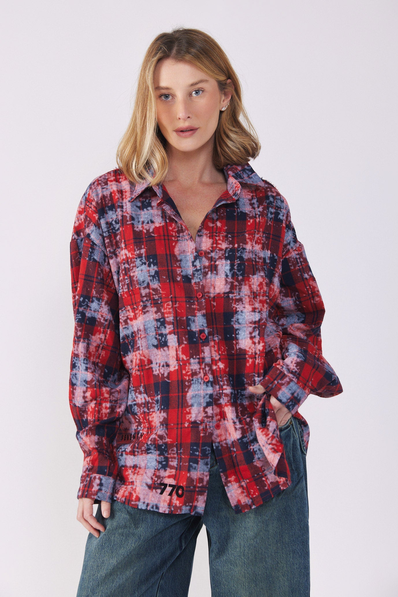 SEVEN button-down plaid shirt