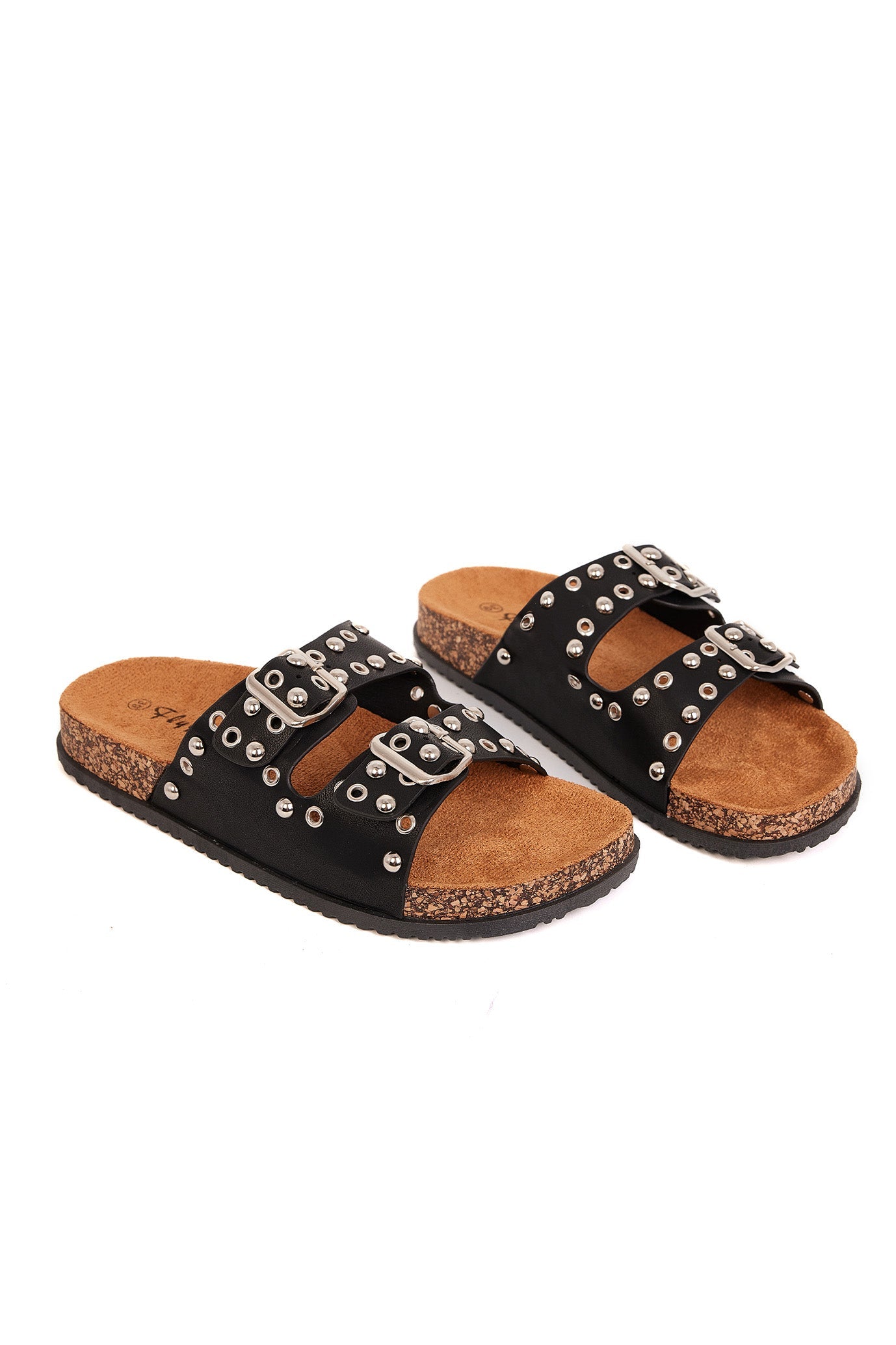 STYLE SEVEN studded and ringed flip-flops