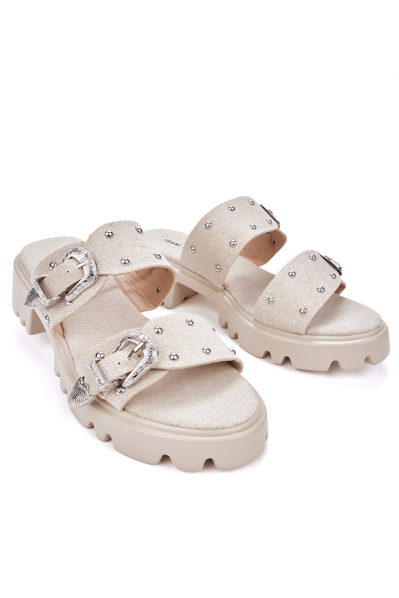 IDEAL studded platform flip-flops