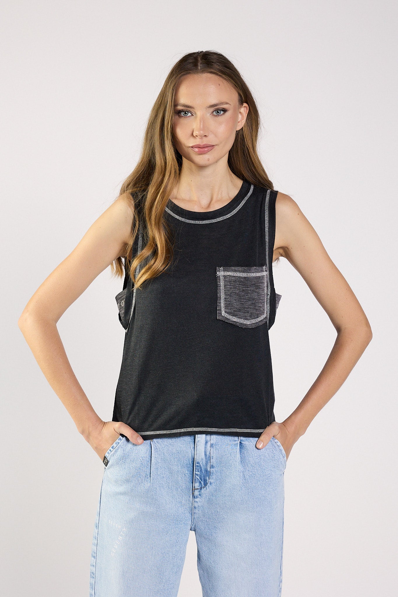 770 Stitched Pocket Tank Top