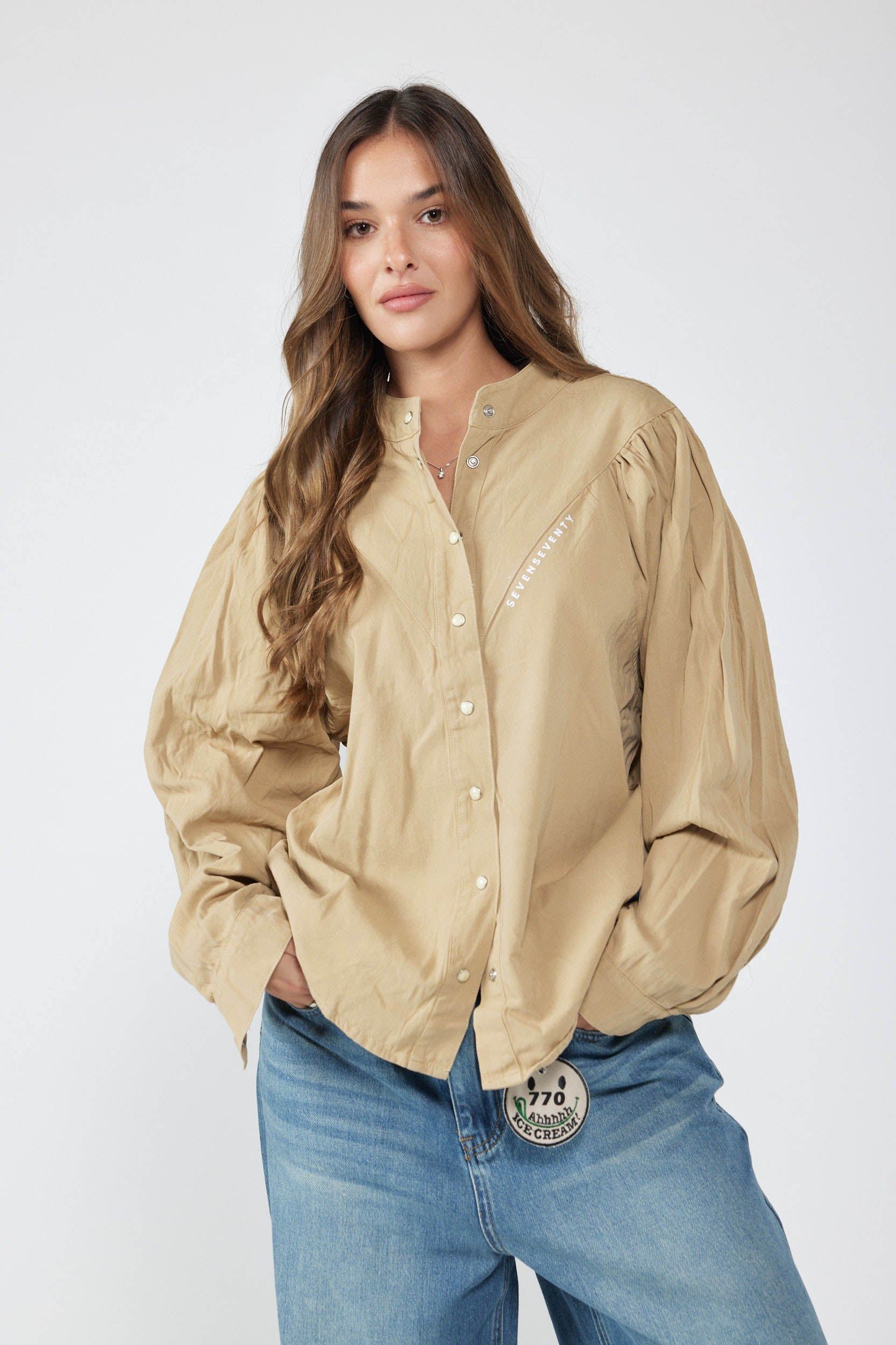 COOL ticking button-down shirt