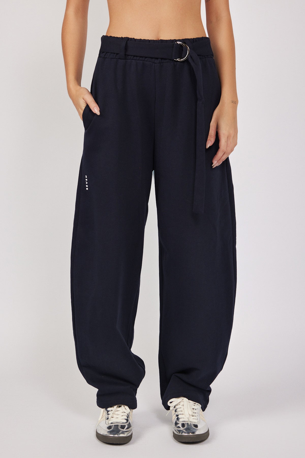 מכנסי פוטר דק שילוב חגורה