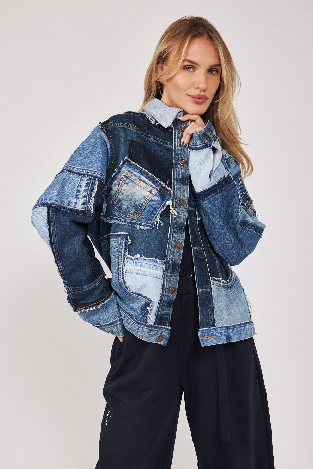 ג'קט ג'ינס טלאים