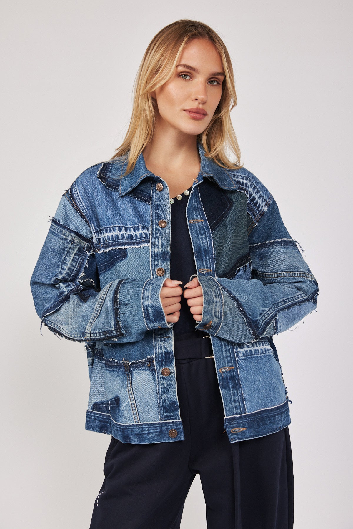 ג'קט ג'ינס טלאים