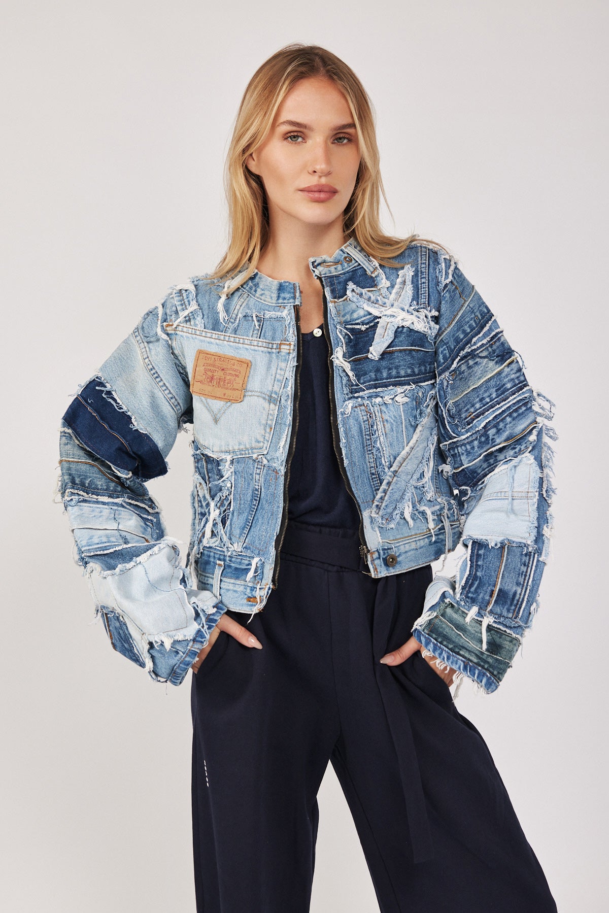 ג'קט ג'ינס טלאים