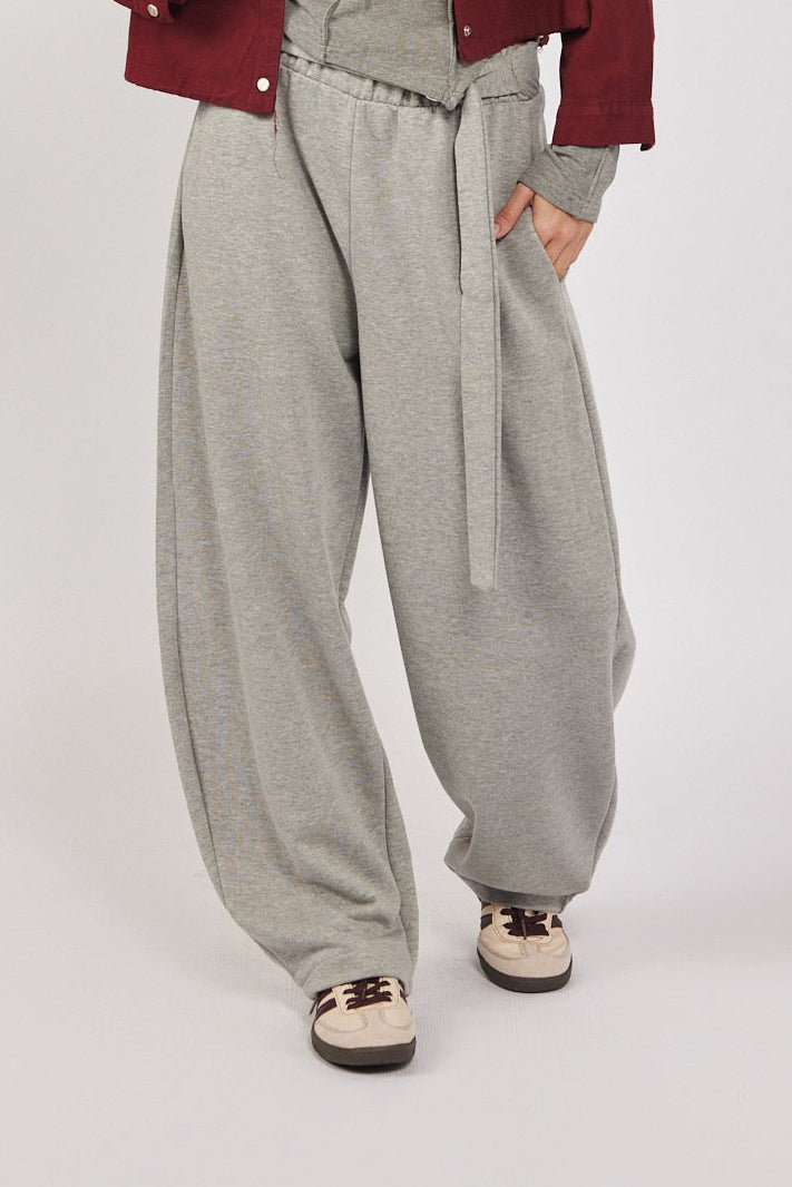 מכנסי פוטר דק שילוב חגורה