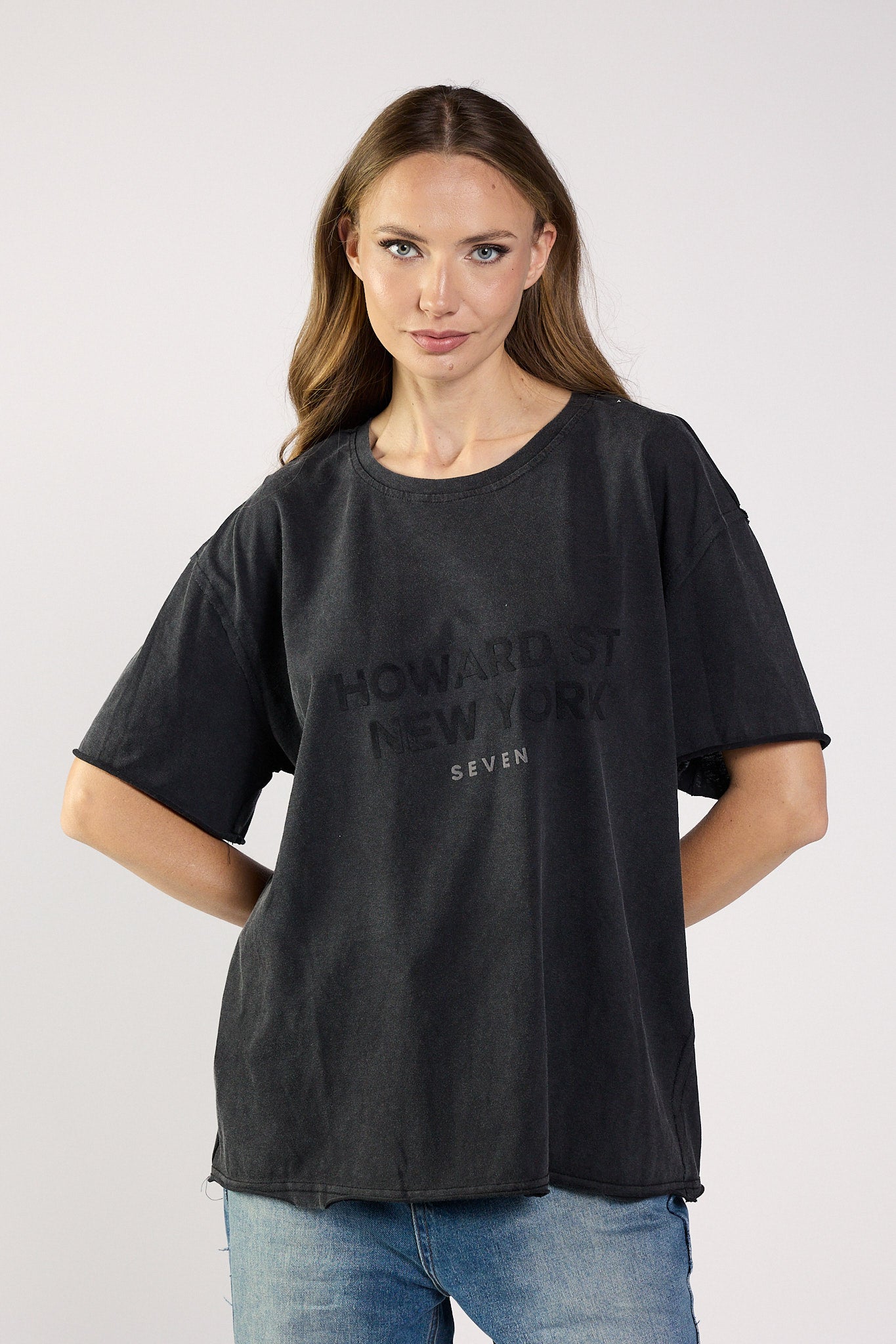NEW YORK wide-leg washed T-shirt