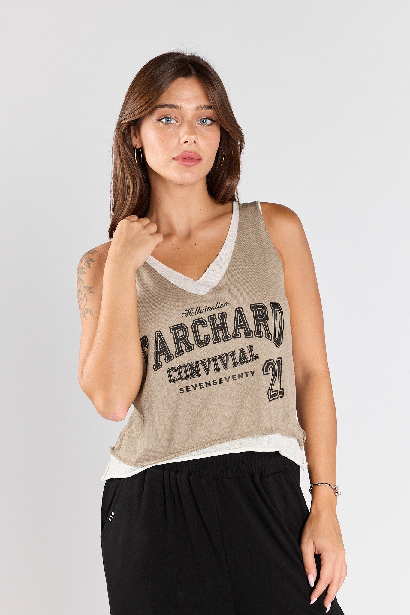 Layered thin knit tank top