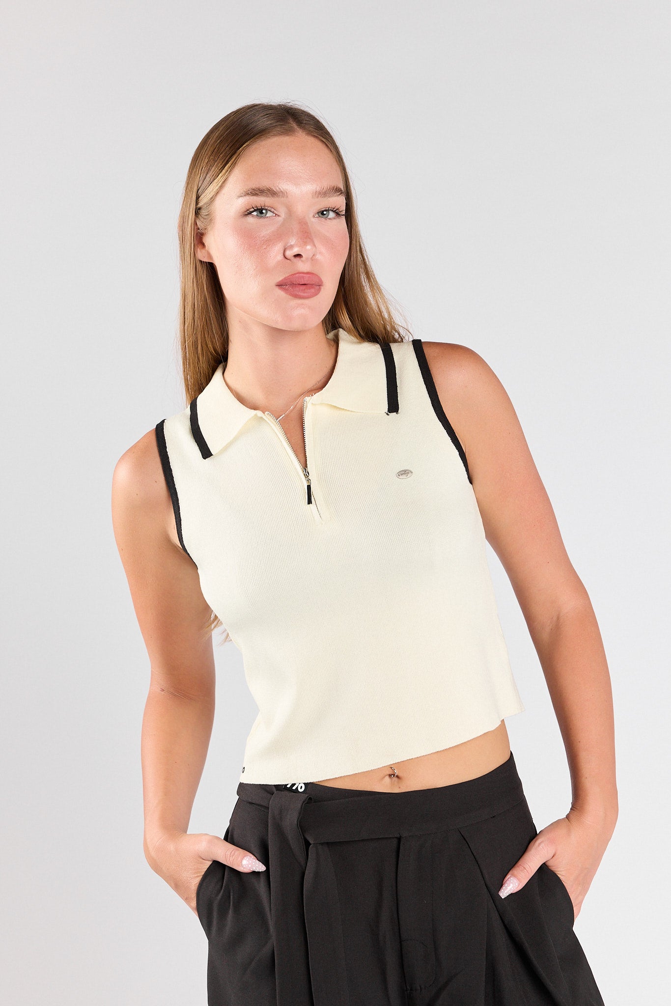 Half-zip knit tank top 770