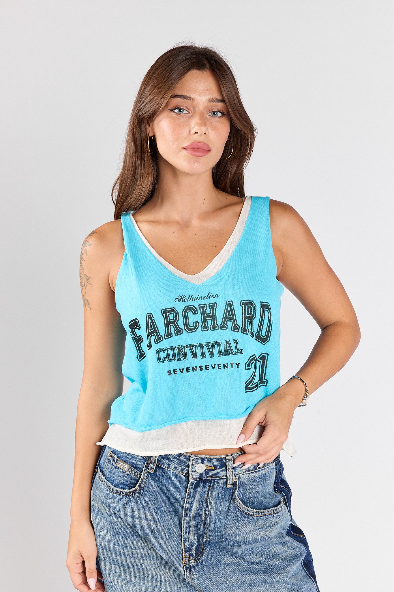 Layered thin knit tank top