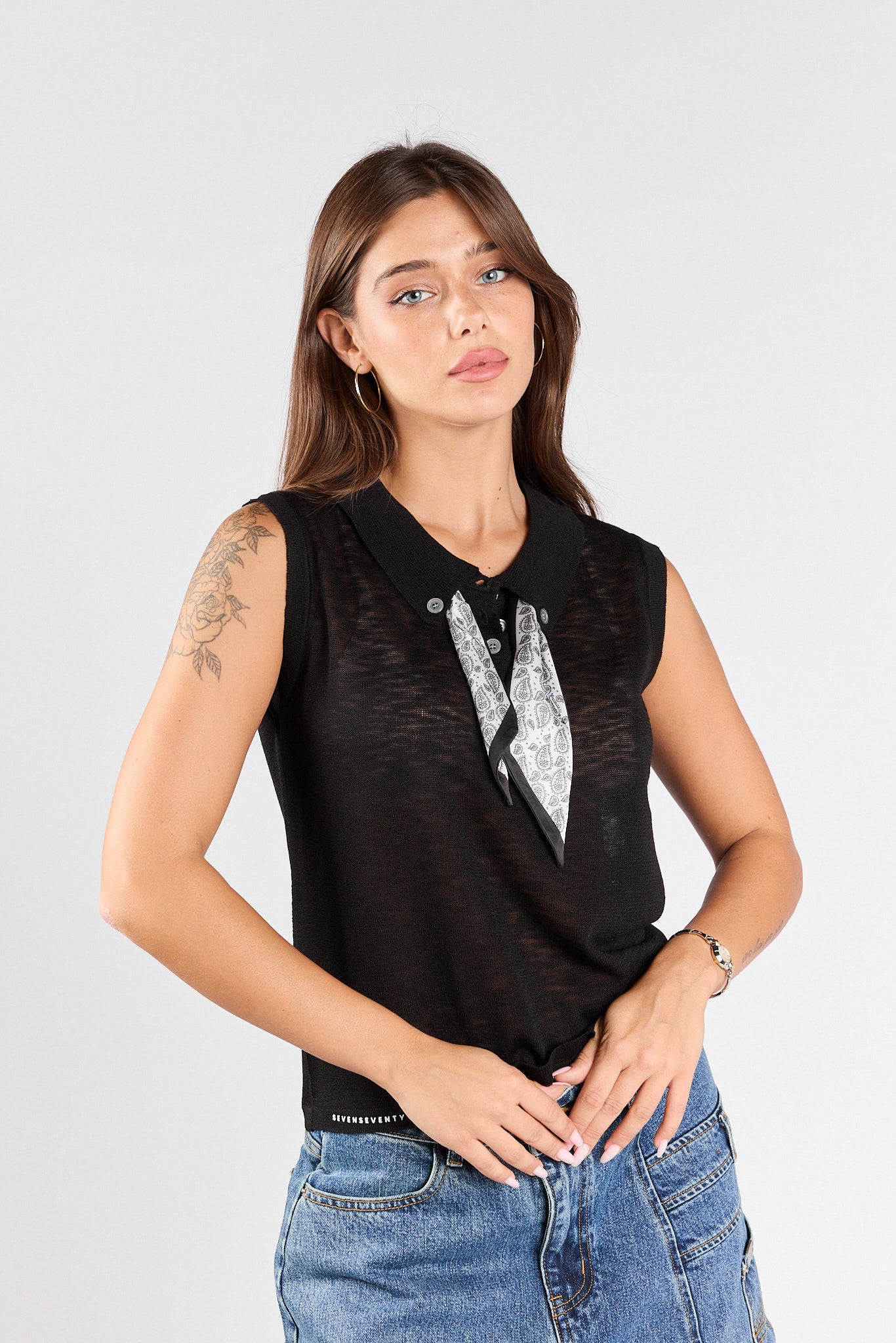 Transparent tank top with bandana combination 770