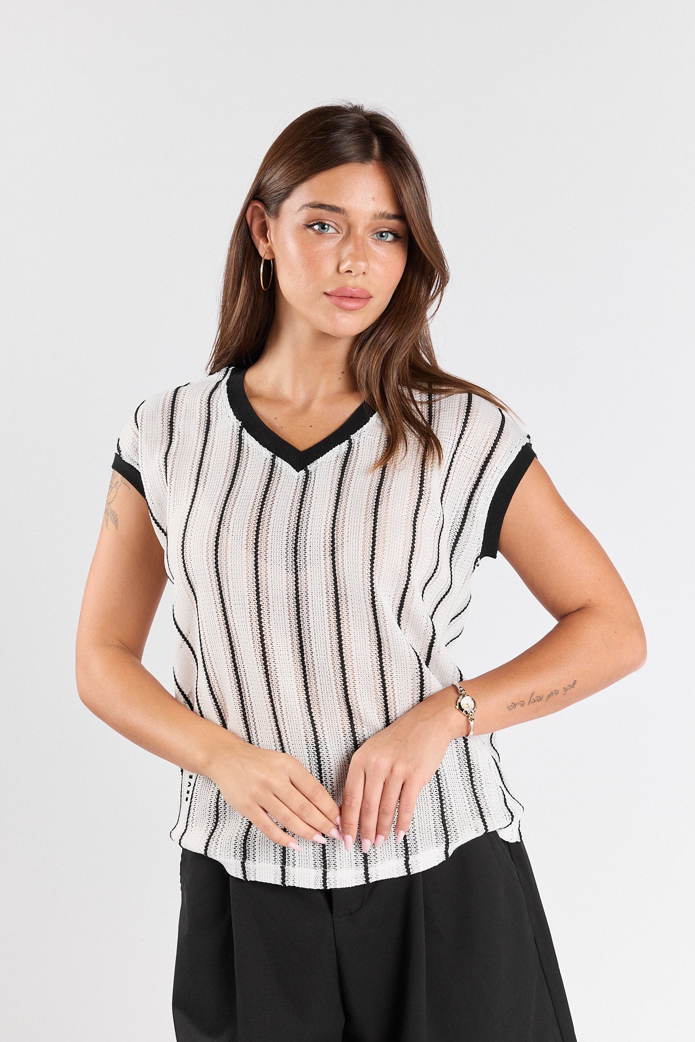 SEVEN striped sleeveless knit shirt