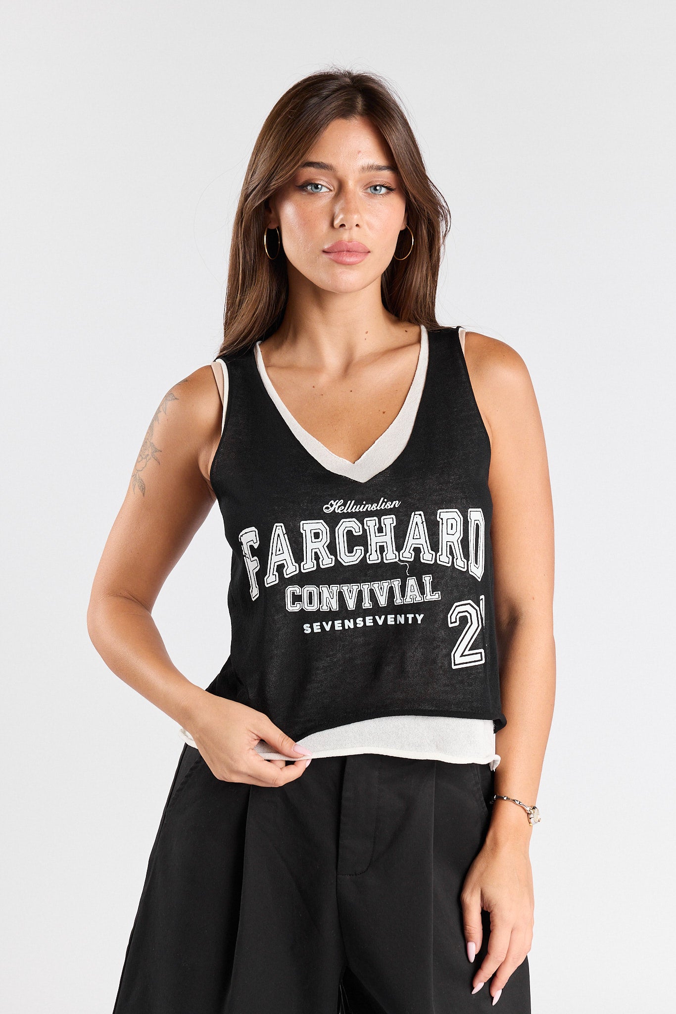 Layered thin knit tank top