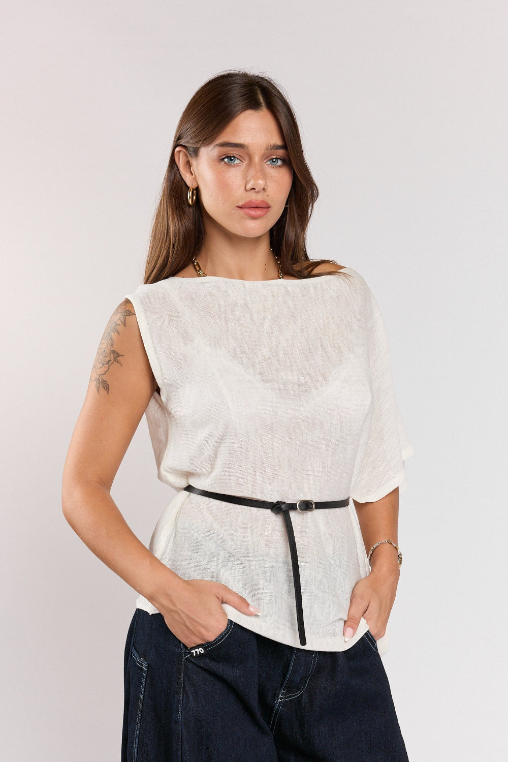 Asymmetrical button-down shirt SEVEN