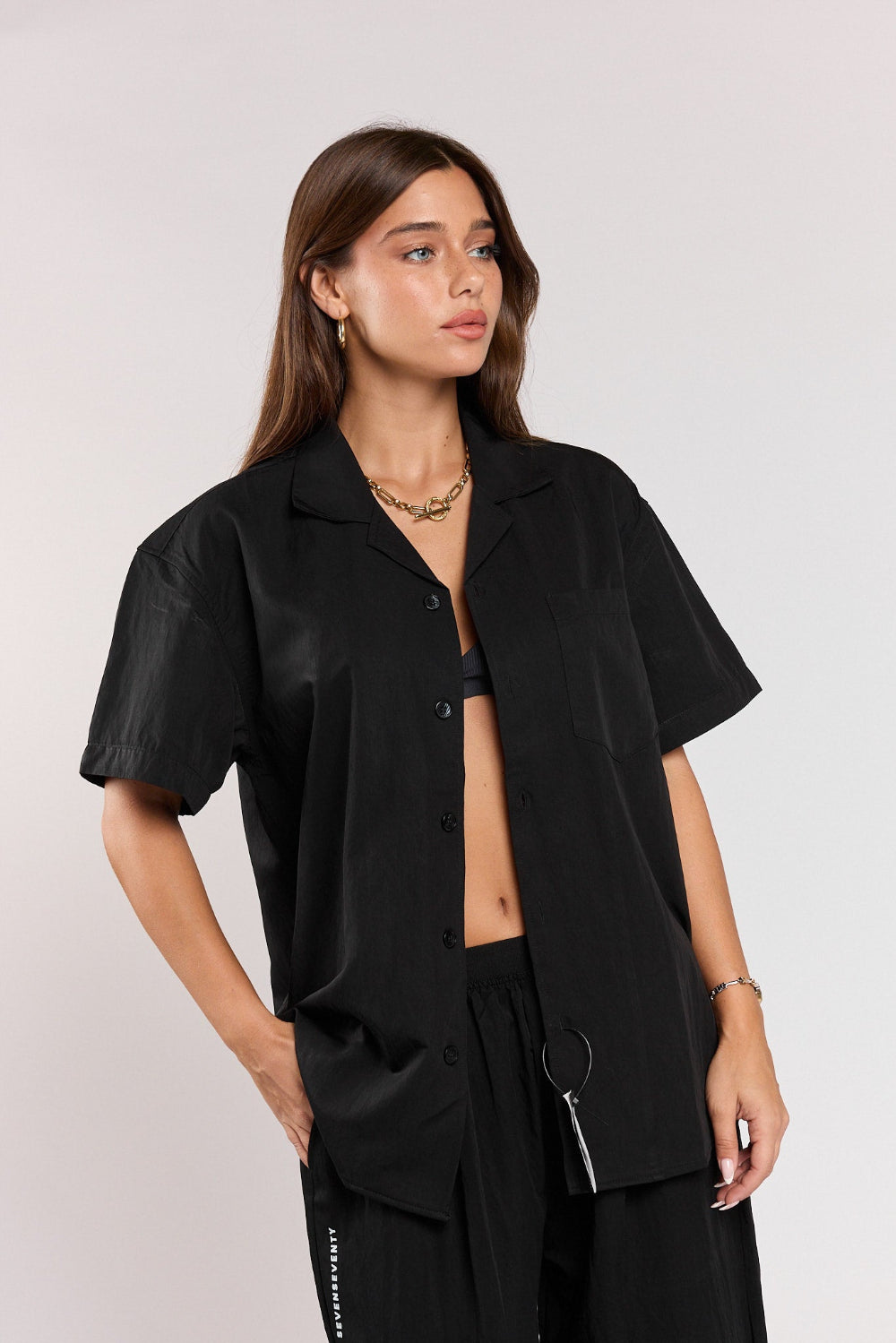 SEVEN oversized viscose button-down shirt