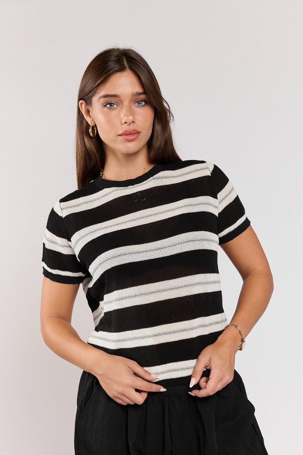 Striped knit shirt with a Nicky collar