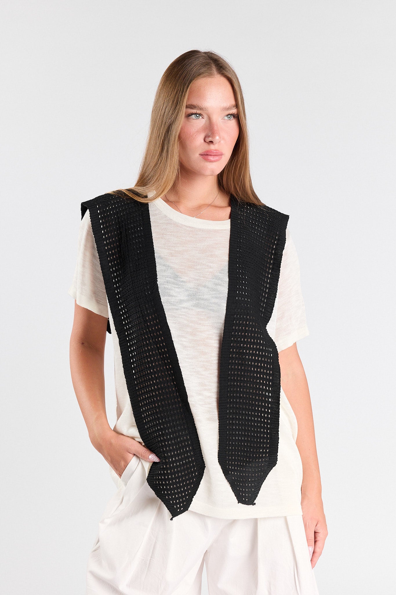 SEVEN combination knit shirt