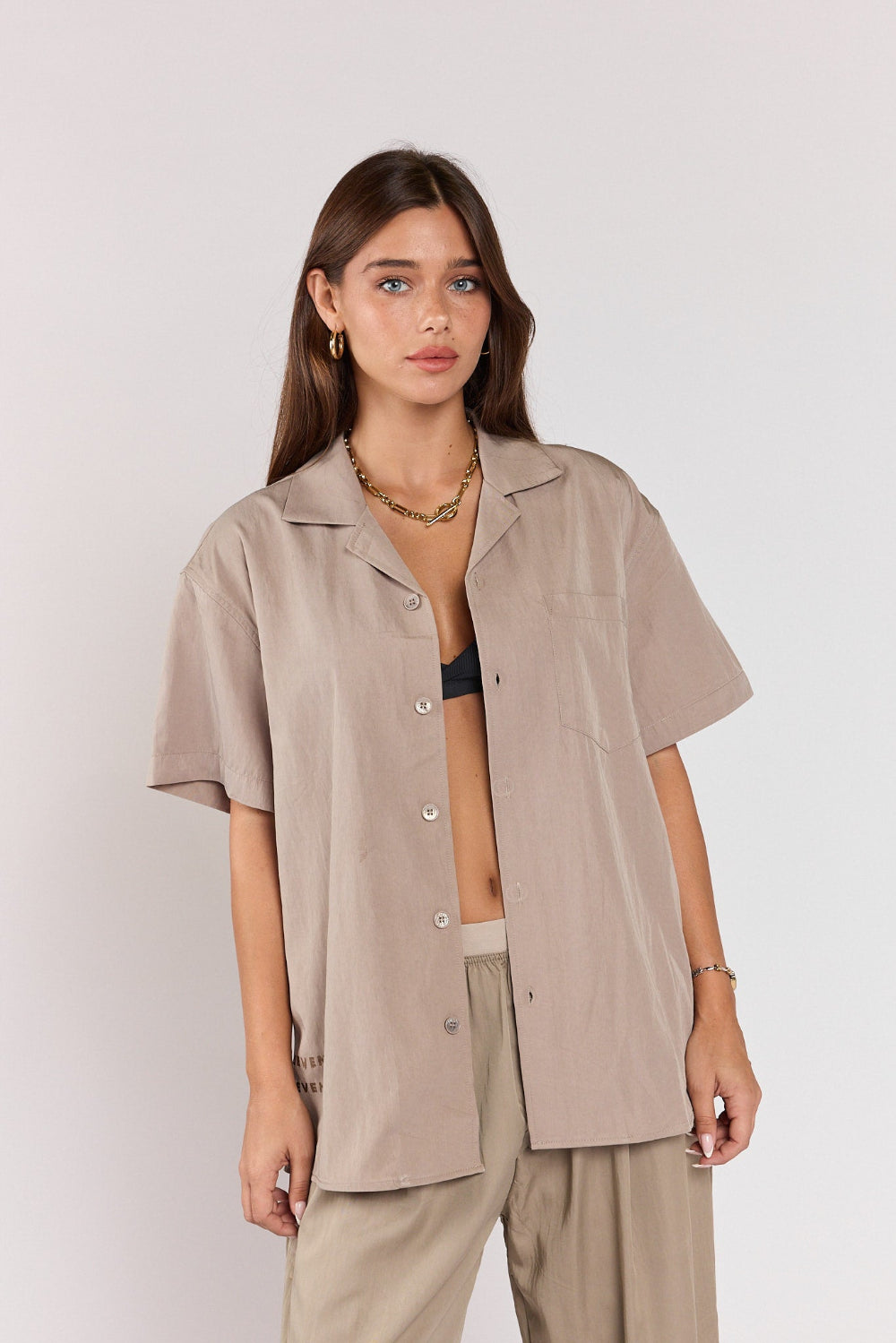 SEVEN oversized viscose button-down shirt