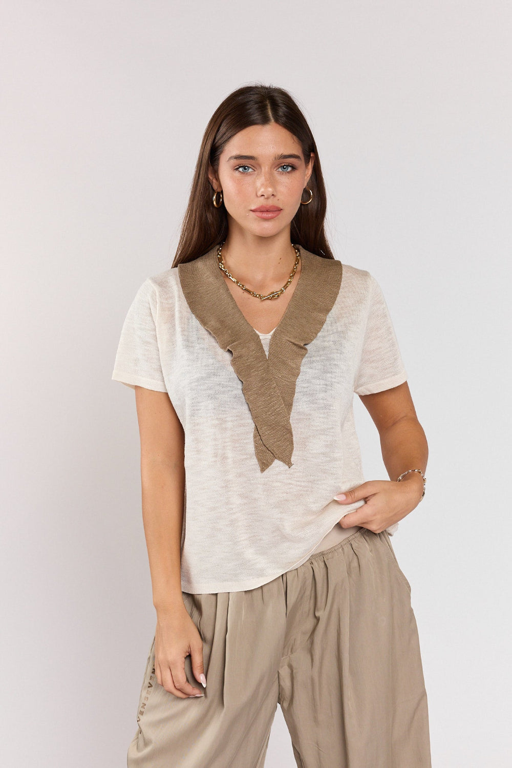 SEVEN thin muslin knit shirt