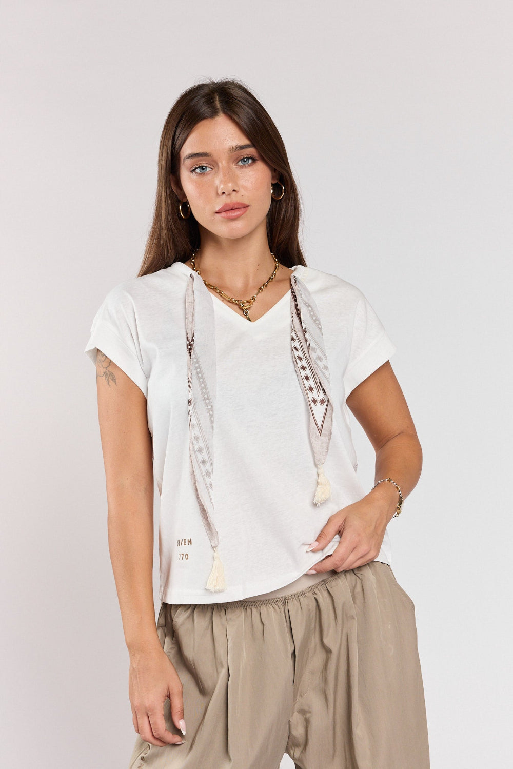 Sleeveless shirt with tie combination SEVEN