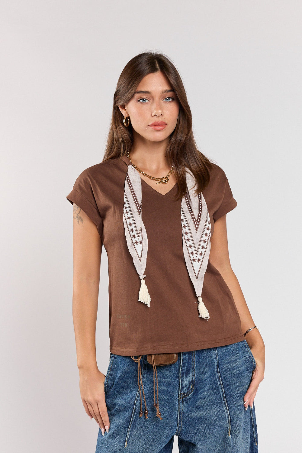 Sleeveless shirt with tie combination SEVEN