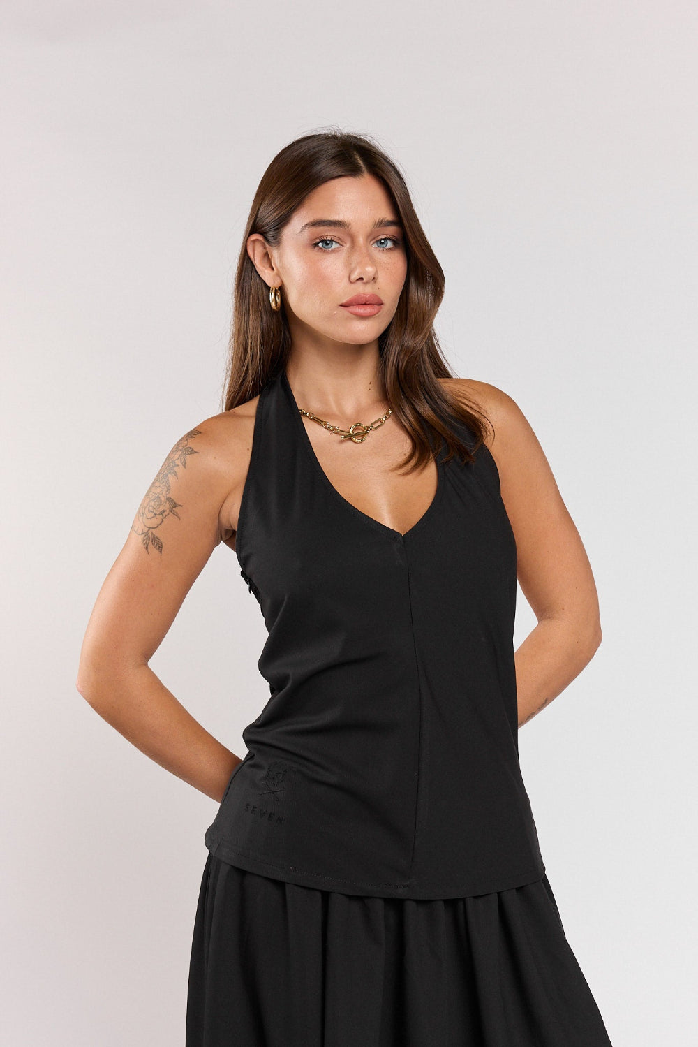 SKULL collared tank top