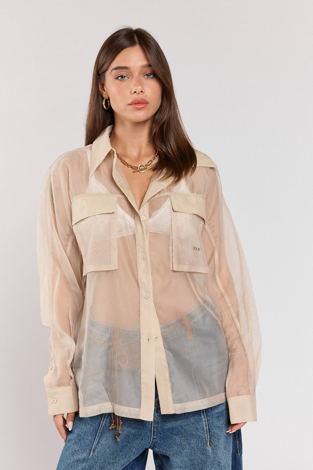 Organza button-down shirt 770
