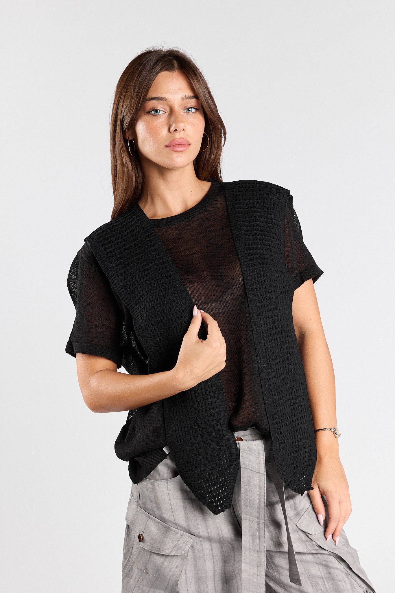 SEVEN combination knit shirt