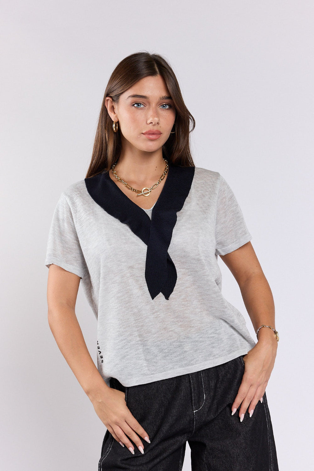 SEVEN thin muslin knit shirt